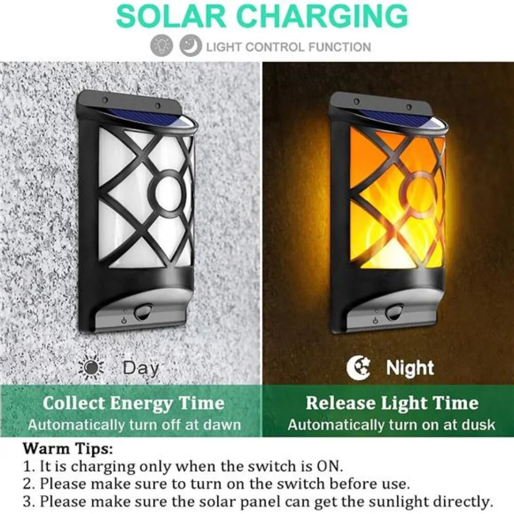 6 Pack Solar Flame Lights Outdoor Waterproof - Realistic 3D Flickering Flame